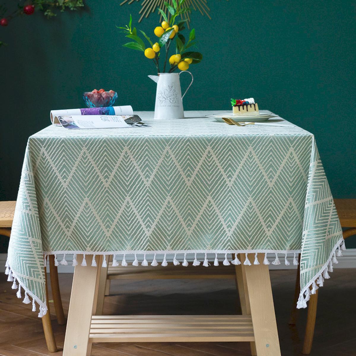 Boho Tafelkleed Katoen Linnen Rechthoekige Tafelkleden Wasbaar Kreukbestendig Tafel voor Eetkamer Feest Afdekking Decoratief 140x140cm