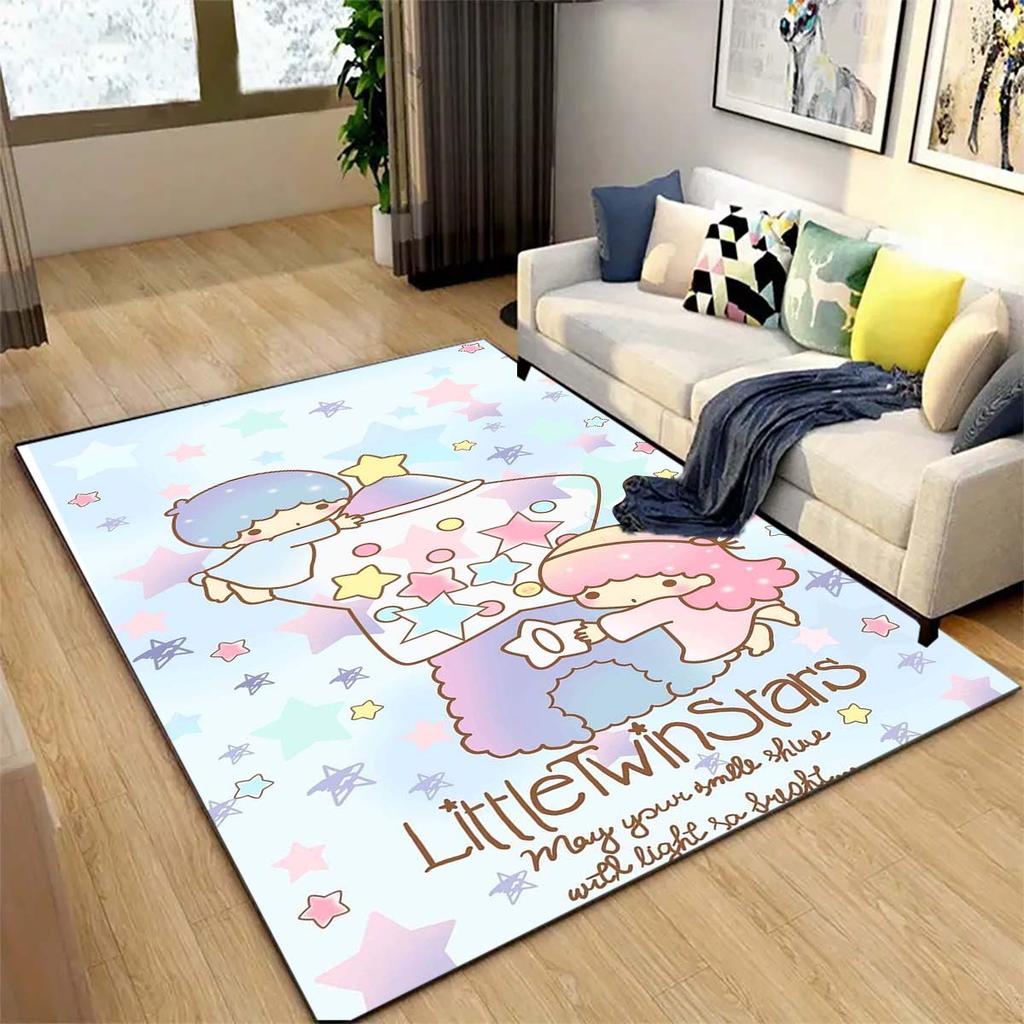 Cinnamoroll, My Melody, and Twin Stars Print Rug, Floor Protector Mat. Cute Cartoon Decorations for the Bedroom/children's Room.