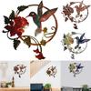 Floral Iron Art Bird Pattern Wall Decoration Round Panel Living Ornaments Room