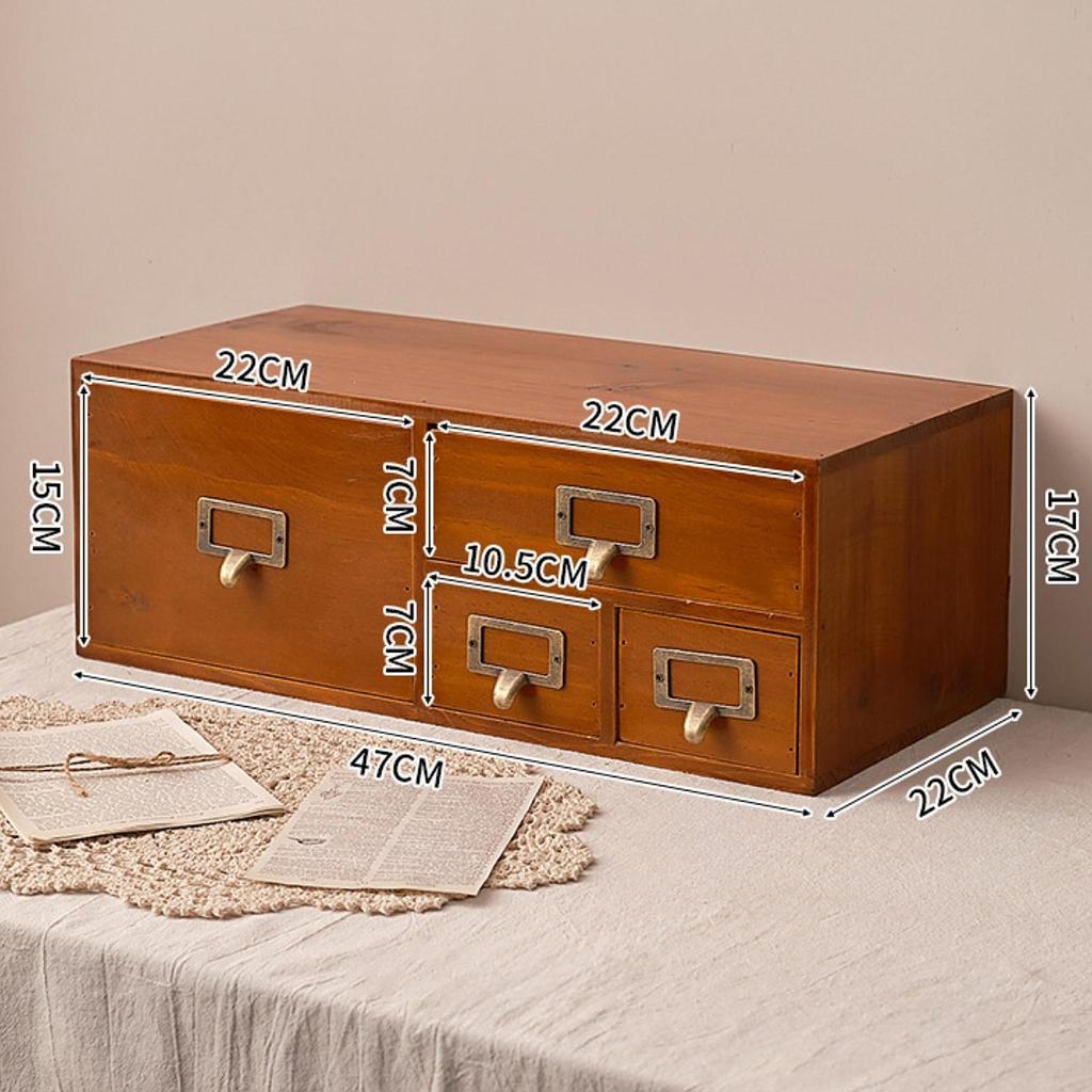 Wood Desk Organizer with Drawers Desktop Organizer Multifunctional Organization for Bills Dresser Tabletop Home Vanity