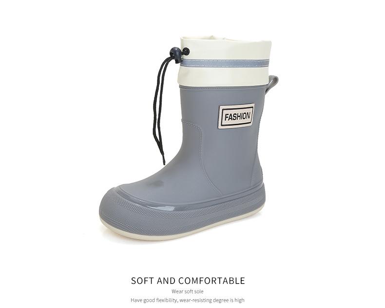 [One piece] water shoes women's medium tube outer wear short rain shoes fashion rain boots thermal rubber shoes water shoes