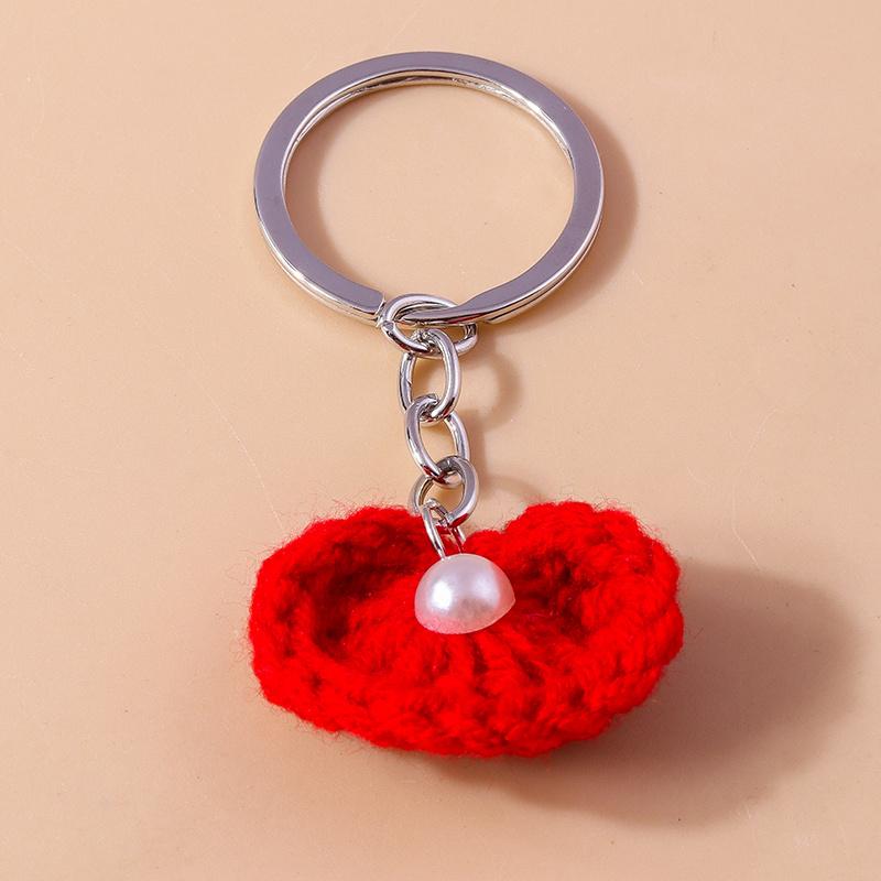 Aihua Hot New Handmade Knitted Keychain Keyring For Women Girl Cute Crocheted Flower Pendants Car Key Ring Handbag Charms Gifts