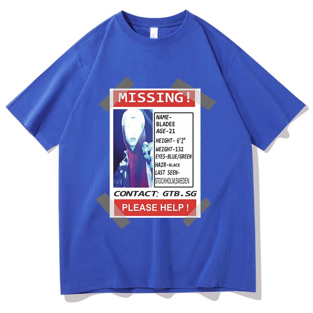 Missing Poster Bladee Drain Gang Ecco2k Graphic Print Tshirt Unisex Women Hip Hop Oversized Tshirt Unisexs Fashion Streetwear Tees
