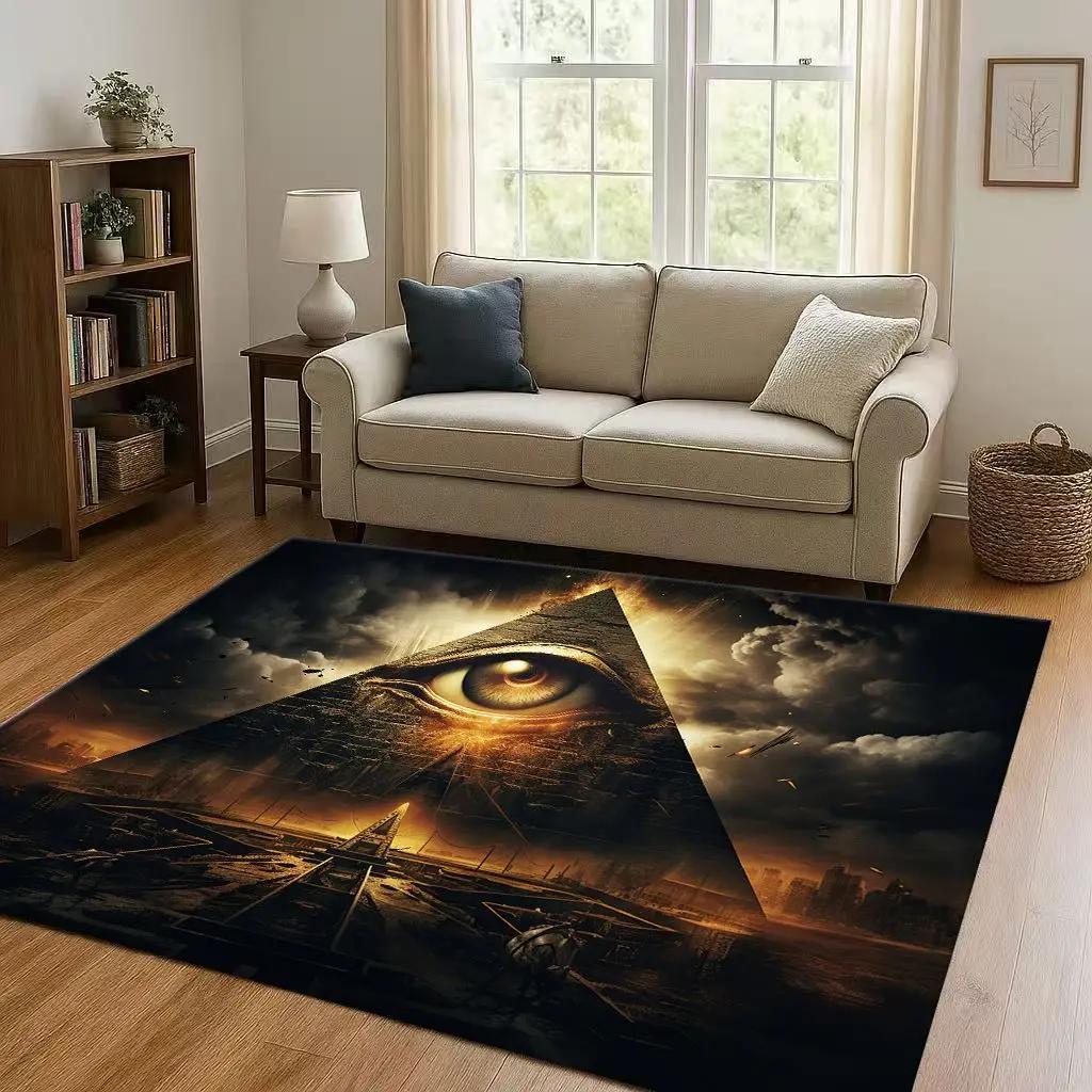 HD Freemasonry All Seeing Eye Symbol Evil Eye Living Room Non-Slip Area Rug Carpet for Bedroom Playroom Sofa,Home Decor Doormat