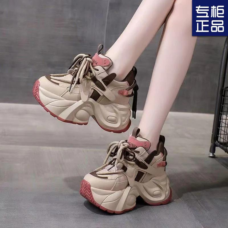 Wear Resistant Sports Shoes with Increased Height for Women 2024 New Spring/autumn Versatile Shopping and Leisure Shoes