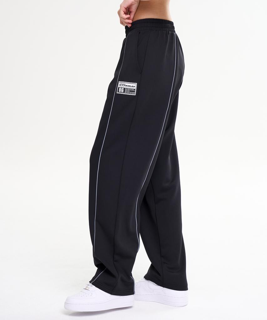 Leijibi [Summer] Giant Fit Line Track Pants Wide Gymwear Training Workout Wear Elastic Waist Pants W (2 Colors)