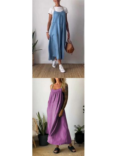 2026 Summer Casual Cotton Linen Strap Dress