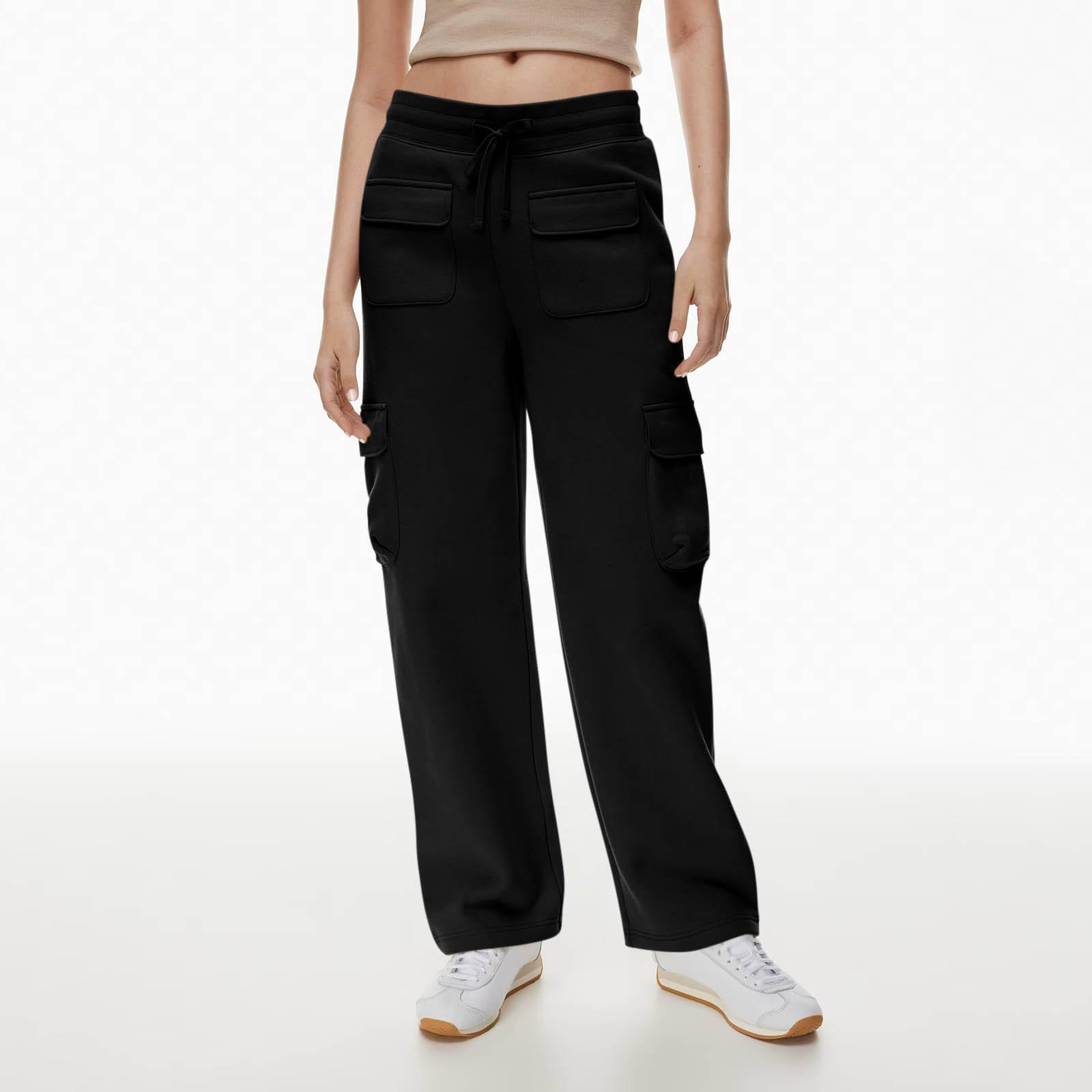 

Женские широкие спортивные штаны с флисом, повседневные мешковатые спортивные штаны с высокой талией, брюки-бойфренды с карманами XXL чёрный