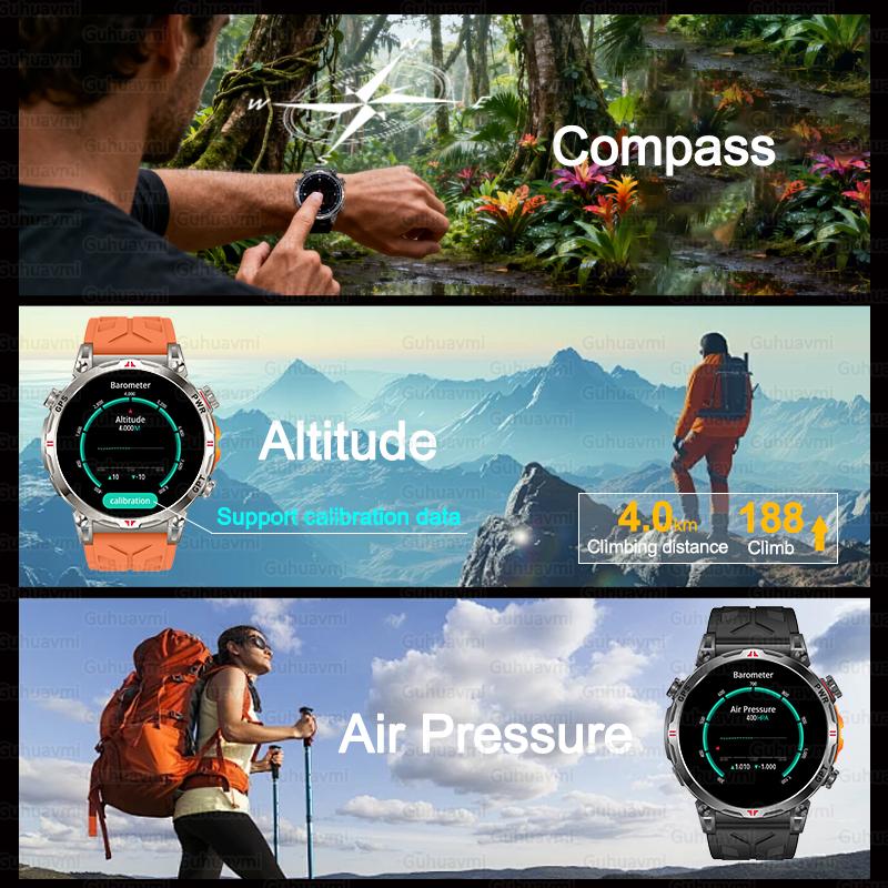 New Military Outdoor GPS SmartWatch Built in GPS Compass Altimeter Barometer 10ATM Waterproof 650mAh Sports Bracelet Men