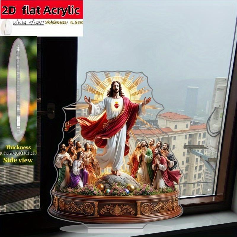 2D Flat Acrylic Jesus Christ Religious Decoration, Indoor and Outdoor Decoration - No Battery/electricity Required, Free Day Decoration,