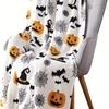 1pc Halloween Blanket Spiders Web Bats Pumpkins Print - Spooky Flannel Throw for Couch Decor - Soft Warm Gift for Party
