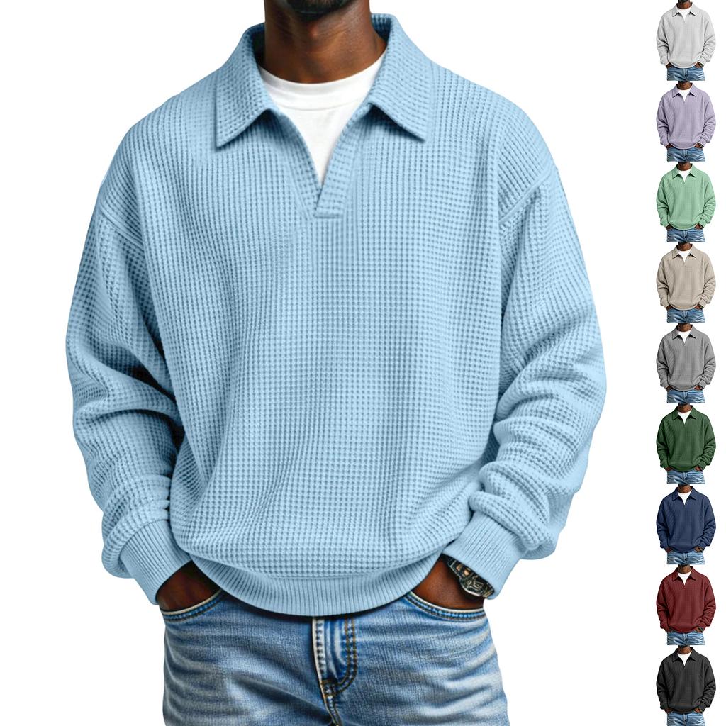 Men's Collarless Casual Sweatshirt Without Buttons