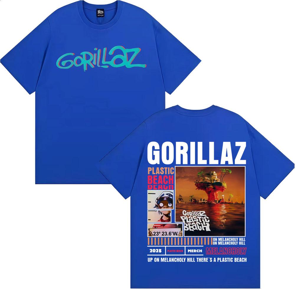 Rock Band Gorillaz Merch T Shirt Unisex Women Clothing Vintage Fashion Cartoon Tshirts Cotton Casual Oversized T Shirts Streetwear