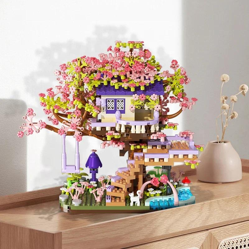Non-Toxic Flower Tree House Building Block Diy Assembly Toys Micro Bricks Puzzle Toys For Kids Childrenfriend Birthday Gifts
