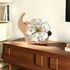 Cream Retro Elephant Flower Table Clock Silent Desk Clock Wooden Creative Decorative Ornament for Living Room Home Decor