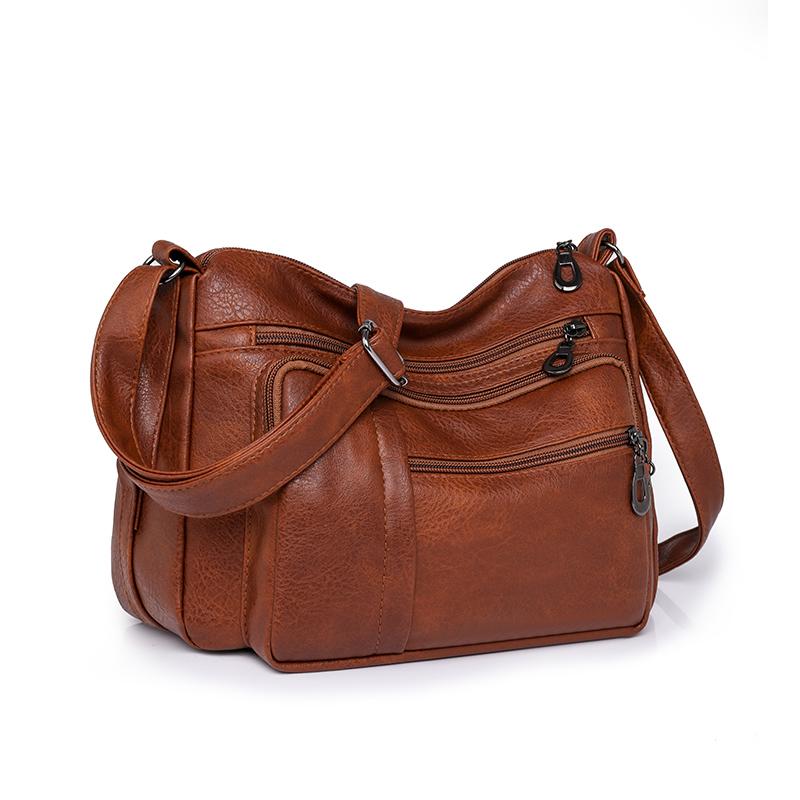 Retro Women's Shoulder Bag Solid Color Multi Pocket Storage for Middle-aged and Elderly Mothers Crossbody Bag Small Square Bag