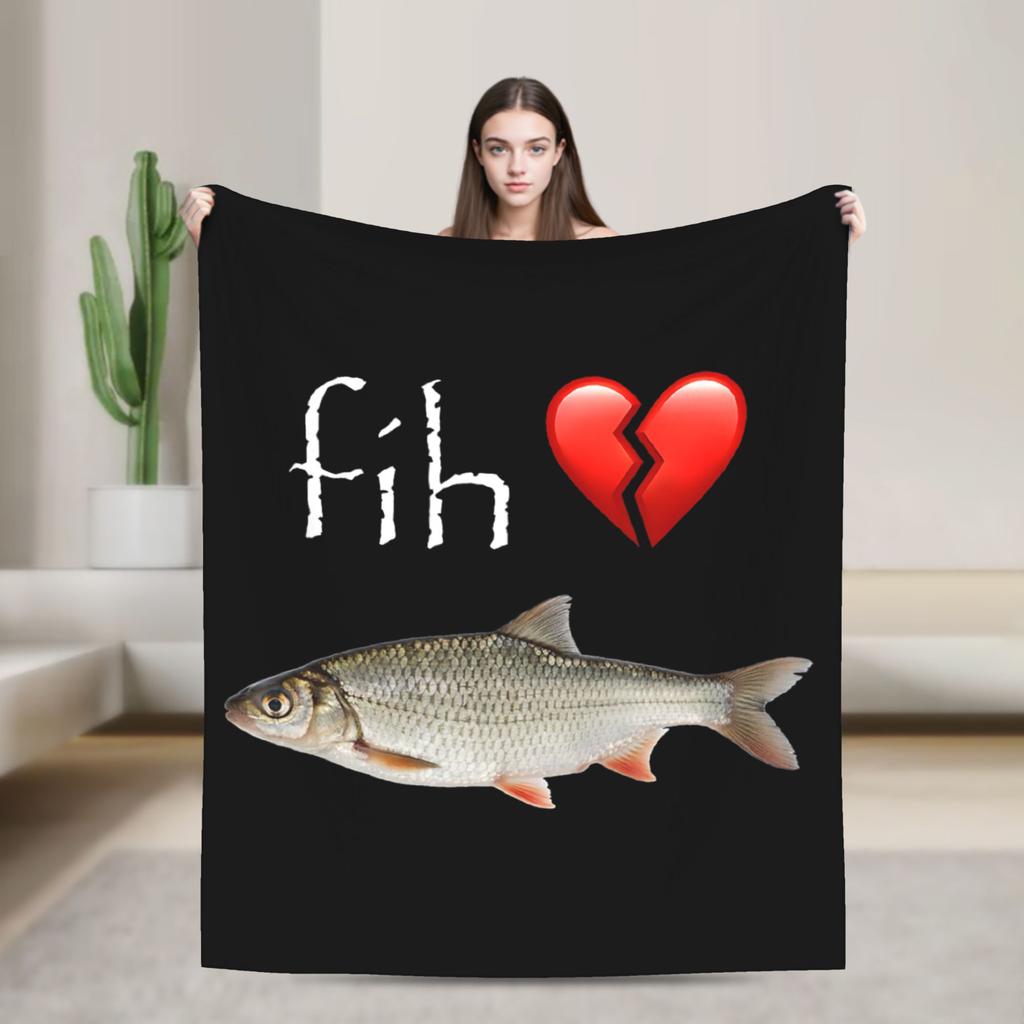 Warm Blankets Fih Calling Meme Brainrot Silly Fish Joke Unhinged Bedding Throws Flannel Bedspread For Couch Bed Sofa Bed Cover