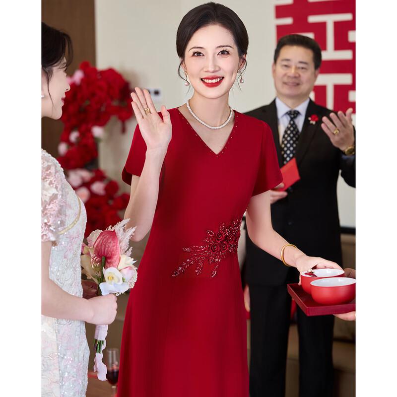 Pastte Women's Summer V-Neck Floral Wedding Guest Midi Dress