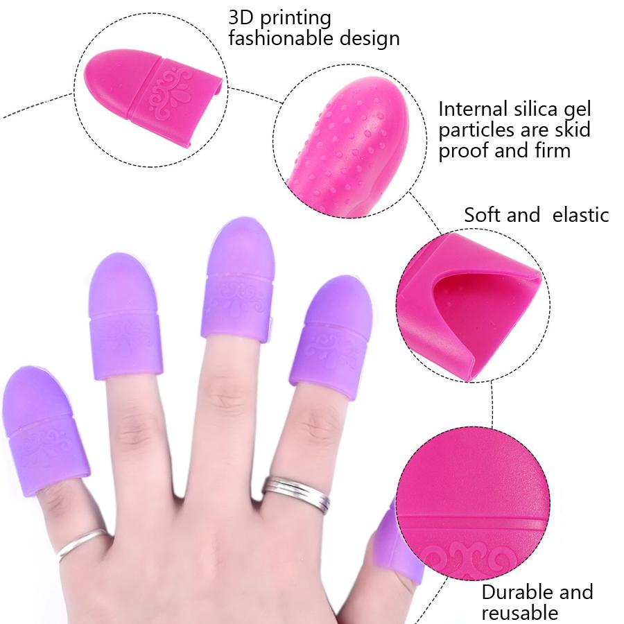 5Pcs Wearable Nail Soakers Pad Holder, Reusable Silicone Soak Off Caps for UV Gel Polish Remover Nail Art Removal Tools