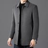 Men's Double-Sided Cashmere Wool Coat with Goose Down Liner - Business Casual Windbreaker for Middle-Aged Dads.