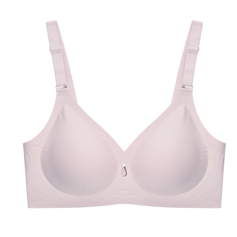 

Deep V Knitting Bra Women Wireless Bras Sexy Carved Padded Bralette Ladies Comfortable Brassiere Female Soft Underwear S-XXL S рожевий