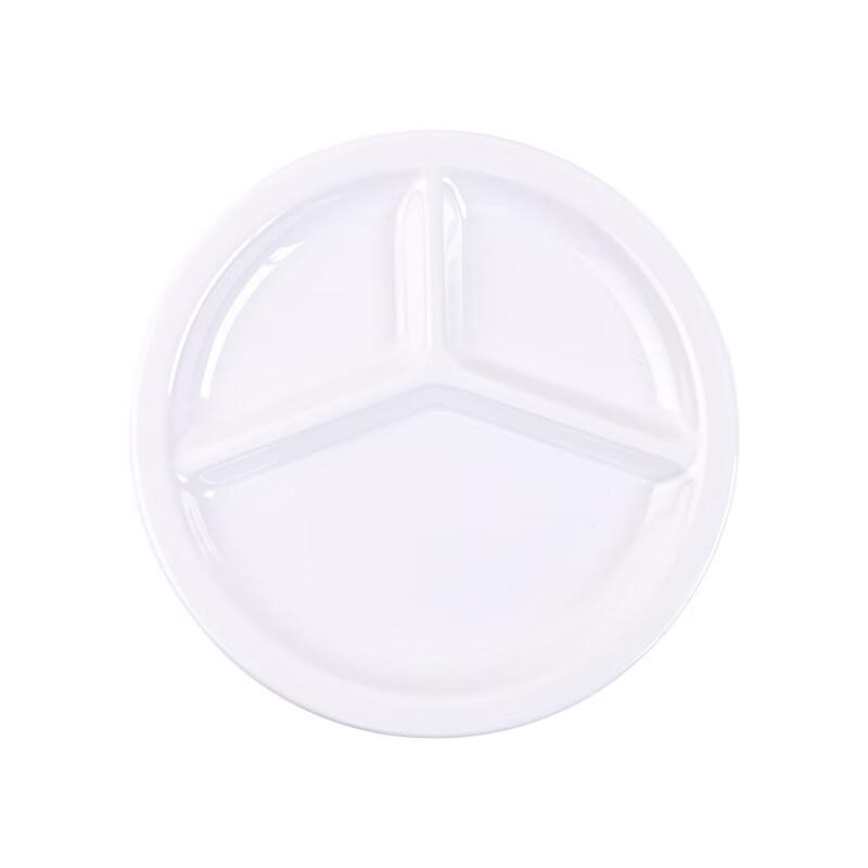 SHALL White Melamine 3-Compartment Divided Dinner Plate