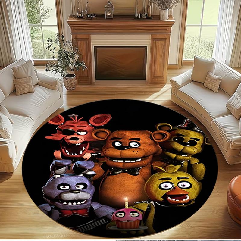 Five Nights at Freddy's Print Round Rug, Washable Floor Carpet, For Entryway Dorm Laundry Room Office Study, Home Decor Birthday Christmas Gift