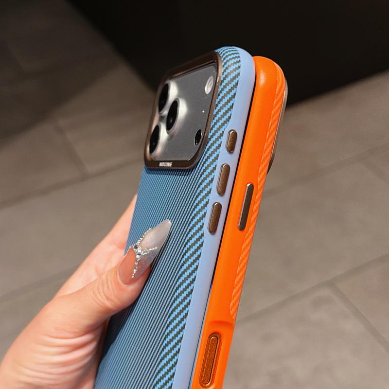 Case For iPhone 17 Pro Max Luxury Carbon Fiber Texture Leather Hybrid TPU Built-in Metal Plate Strong Magnetic Cover For iPhone 16 15 14 13 Pro Max