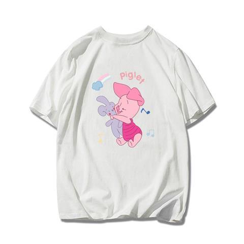 Cartoon Winnie The Pooh Cotton Tshirt Cartoon Piggy Comfortable Skinfriendly Breathable and Trend Short Sleeve Tshirt