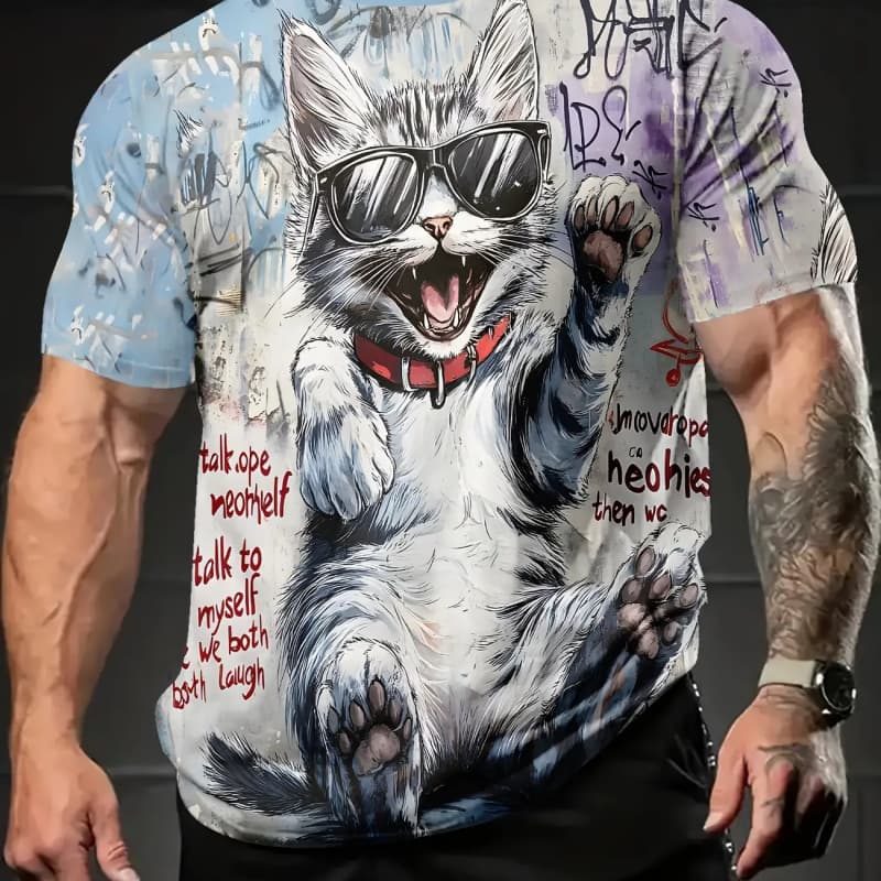 

Men s Retro 3D Graphic Print T-Shirt - Perfect for Daily Wear and Vacation S