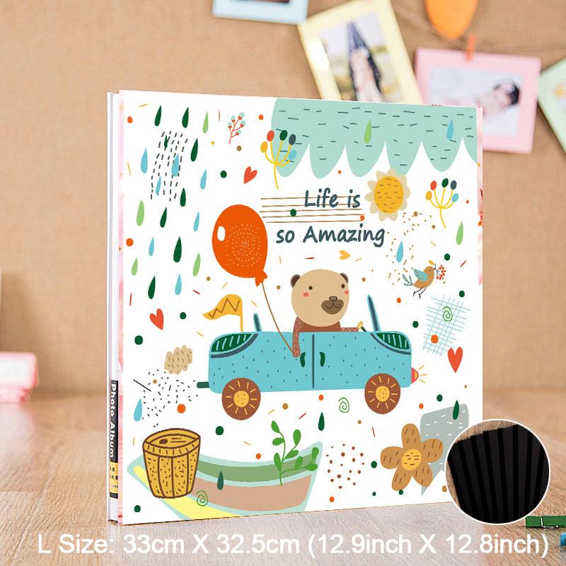 Self-Adhesive Photo  Album Dust-Free air-Free Glue Free and Waterproof Hand Made DIY Albums Life is Amanzing Bear drving the car