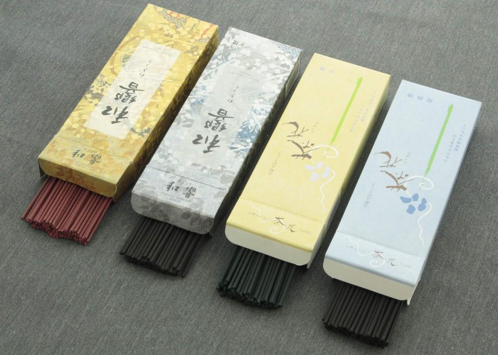 Shorindo Scent Wakyo and 4 Assorted Incense, Comparison, Chabana, Flavors, Approx. 13.5cm