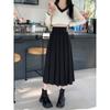 FiveFive Women Korean Style Long Black Skirt Women's Pleated Skirt Long Skirts for Women Fashion A-LINE Skirt