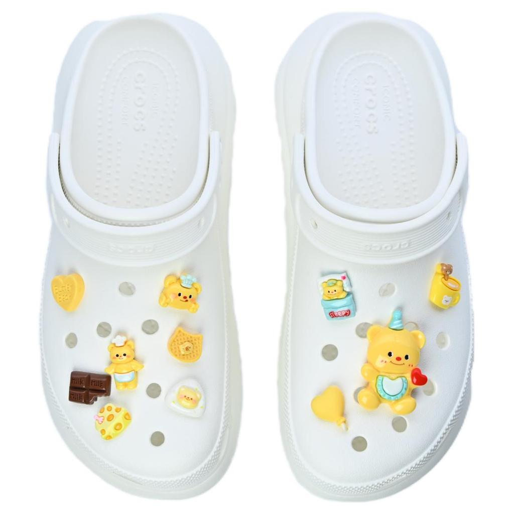 Crocs Crush Clog Bear Cookies Cream Puff Shoes Unisex White