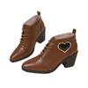 Vintage Lace-up Love Decoration High Heeled Shoes Women's 2025 Fall New Plus-size Professional Low-top Shoes