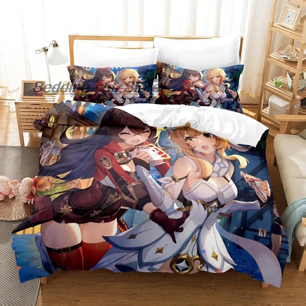 

Новый постельный набор Genshin Impact Арлекино Односпальный Полуторный Двуспальный Кинг-сайз Комплект для кровати Взрослый Детский Спальня Комплекты пододеяльников Игра Аниме 70x133cm 2pcs