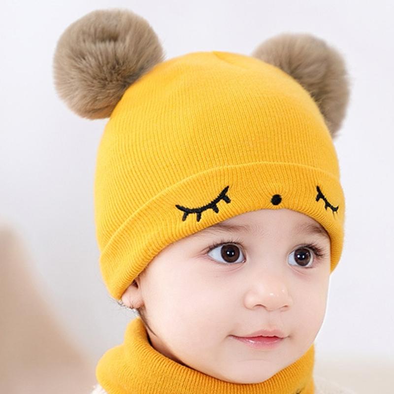 Toddler Solid Color Knitted Winter Hats Toddler Beanies Hat Soft Winter Warm Boys and Girls Caps for Newborn Baby