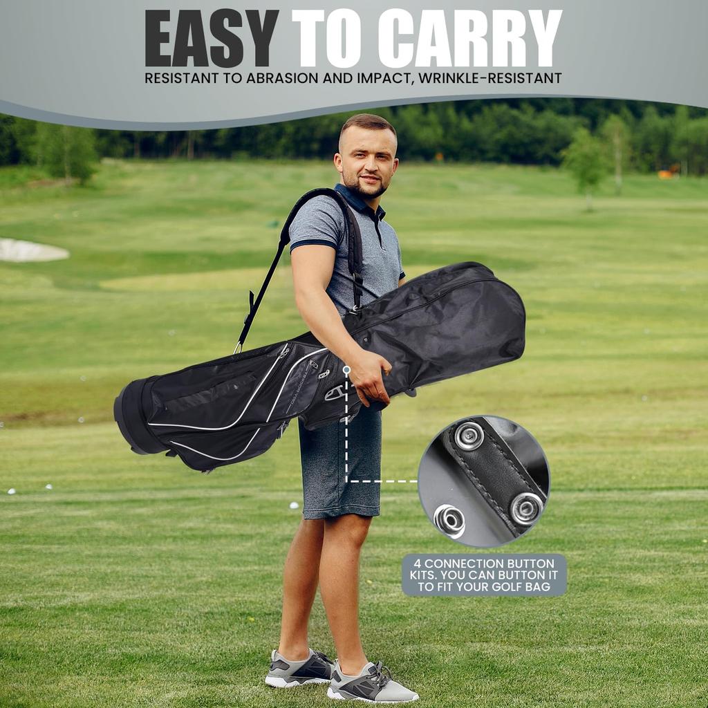 Regency Borrelås Golfbag Regntrekk Miljøvennlig Universell Passform Slitesterk Rask Tilgang Køllebeskytter Vanntett & (Svart, stor)