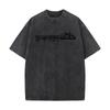 Music Mountain Cotton Mens Short Sleeve Tees Normal Autumn vintage Washed T Shirts Group Washed Tops Tees Classic Round Collar