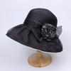 Summer travel visor breathable bucket hat summer ladies foldable sunscreen basin hat organza big flower elegant