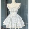 Summer Sweet and Gentle Wind Lace Floral Small Flying Sleeve Dress Waist Thin Splicing A Word Princess Tutu