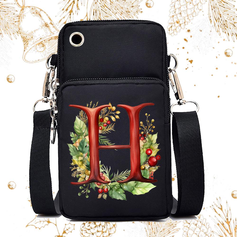Creative 26 English floral letter printing trend messenger bag casual portable multi-function lightweight mobile phone bag