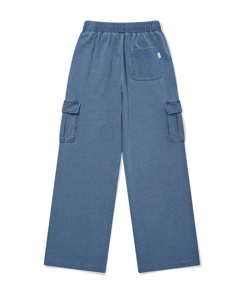 WACKY WILLY Women'S Semi-Wide Washed Cargo Pants Blue