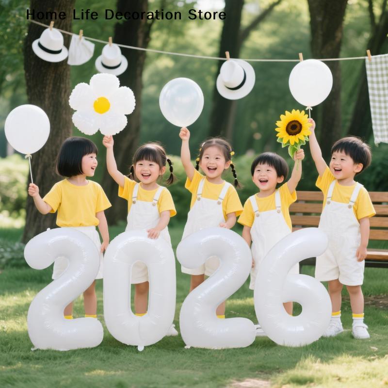 2026 Nummer Aluminiumfolienballon Gold Silber Frohes Neues Jahr Ballon Hochzeit Party Dekoration Ballons 32 Zoll Geburtstag Zubehör