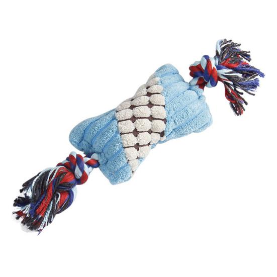 Plush Candy Dog Toy Interactive Chew Toy Rope Squeaky Stuffed Knot Puppy Tug of War Toy синий