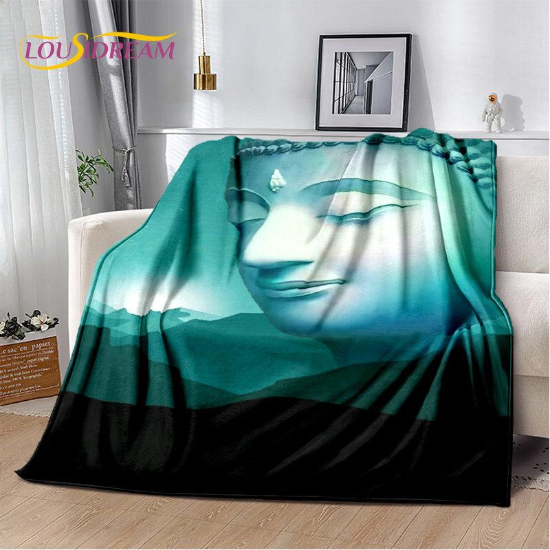 Buddha Sakyamuni Buddhisme Tro Religion Blødt Plys Tæppe, Flanel Tæppe Kastetæppe til Stue Soveværelse Seng Sofa Bed