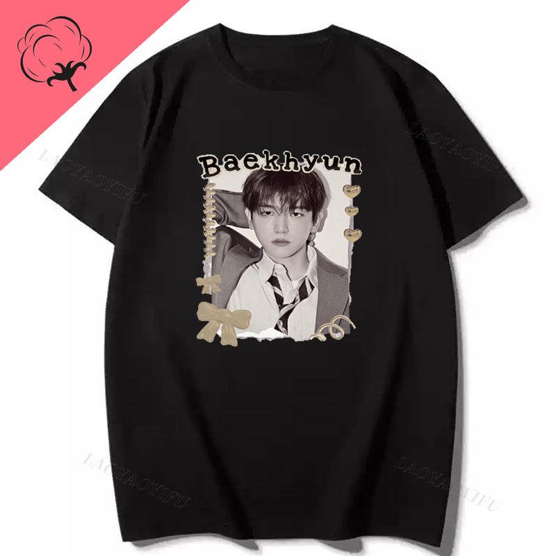 Playera Baekhyun EXO Essential Cotton T Shirt Camiseta Hombre Oneck Short Sleeve Ropa De Mujer 2000s Clothes Y2k Tees