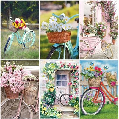DIY Diamond Painting 5D Scenery Flower Full Drill Square/Round Bicycle Diamond Art Embroidery Cross Stitch Kits Home Decoration