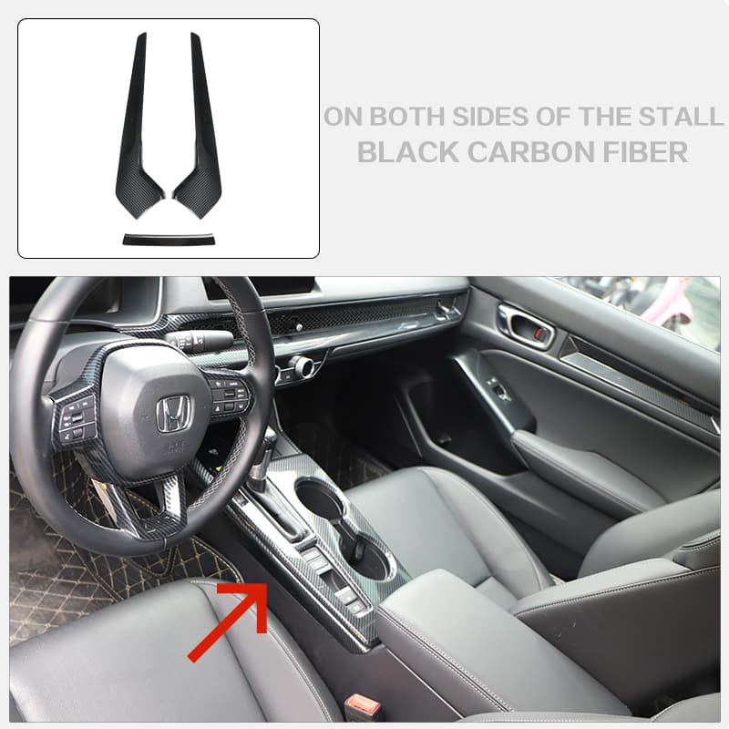 11th Generation Civic Rear Cup Holder with Carbon Fiber Pattern Black Navigation Panel Is Used for Car Interior Decoration