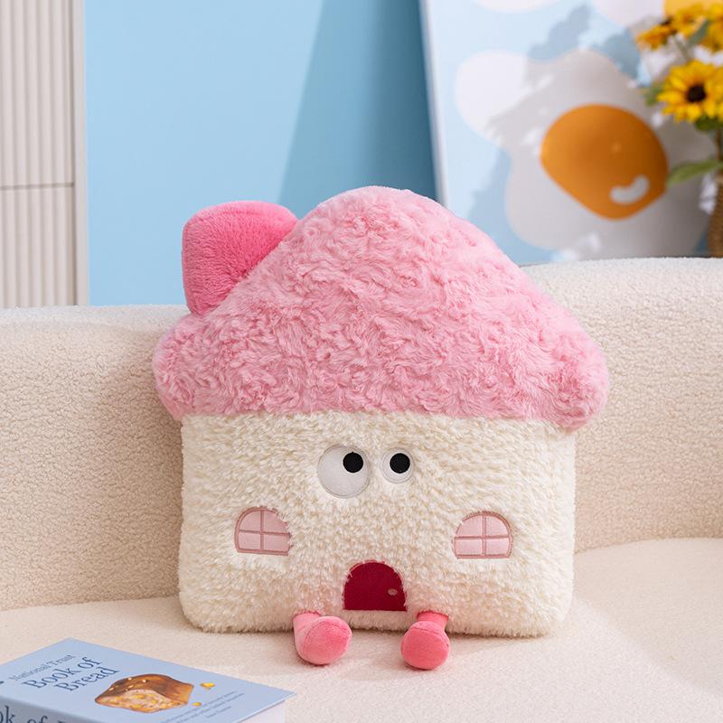 Oreiller Coussine Doux et Confortable Peluche Maison de Rêve Coussin Jeté Dessin Animé Couverture 2 en 1 Jouets Jolie Décoration Intérieure Cadeau de Noël pour Enfants 35x40  cm